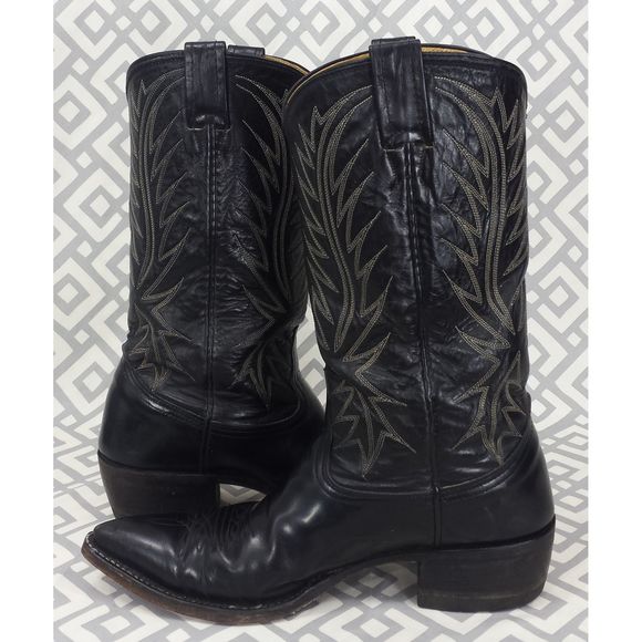 Vtg Nocona Black Leather Western Boots #3277 8.5D - Picture 7 of 13